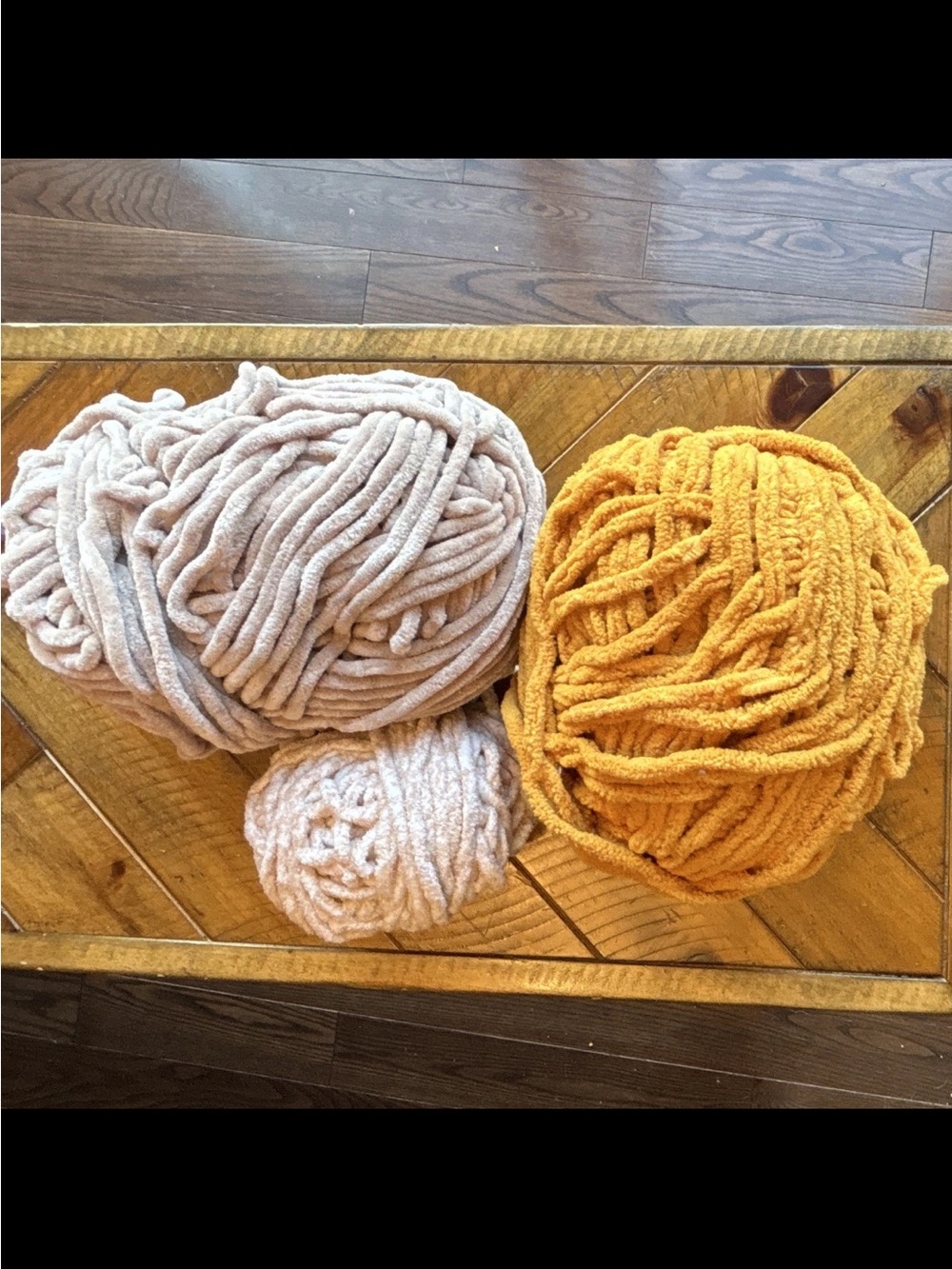 Plush Chenille Yarn Bundle - Mustard and Cream